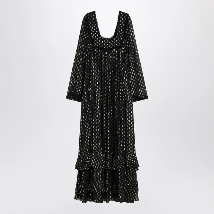 Chloé - Maxi black dress with lightweight silk ruffles
