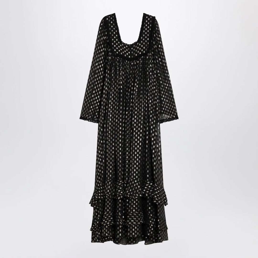 Chloé - Maxi black dress with lightweight silk ruffles