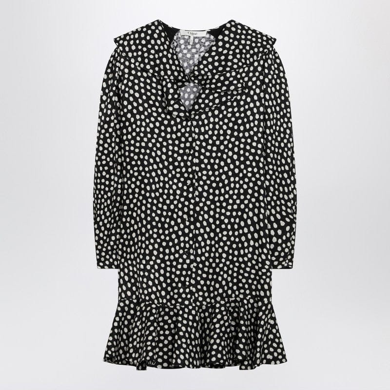 Dresses Chloé - Black silk jacquard mini dress with polka dot print - 38 FR Brand