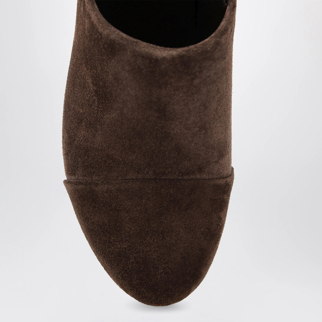Chloé - Jeannette wedge clogs in suede calfskin, chocolate brown