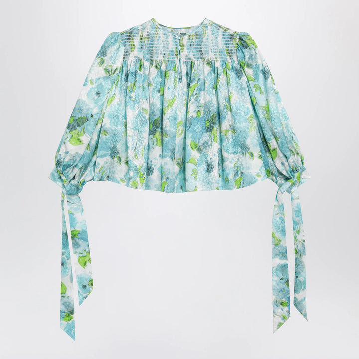 Chloé - Ruched cropped silk jacquard floral top, multicolor