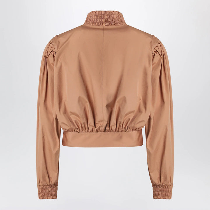 Chloé - Ruched short cotton poplin jacket in Reef Shell