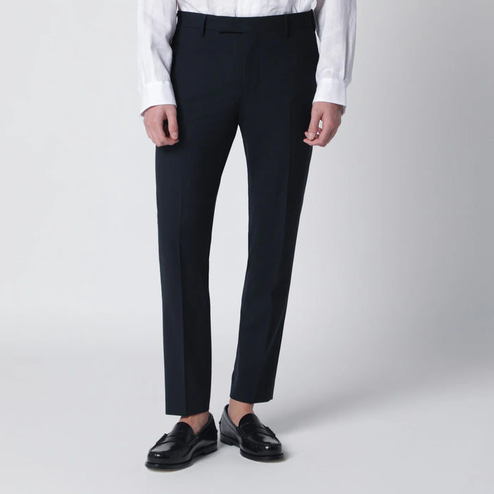PT Torino - Navy blue wool-blend trousers