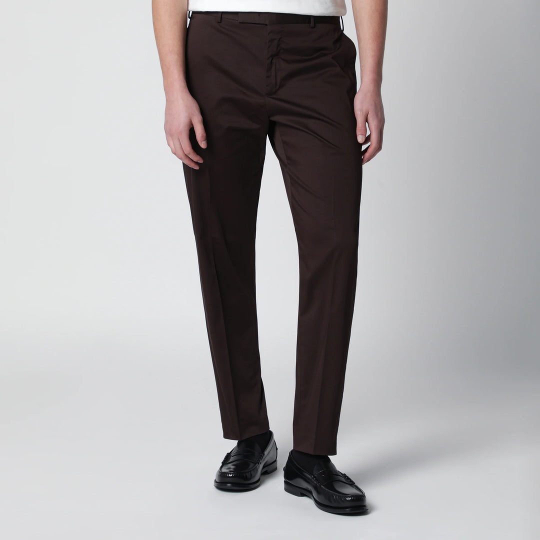 PT Torino - Brown cotton-blend trousers