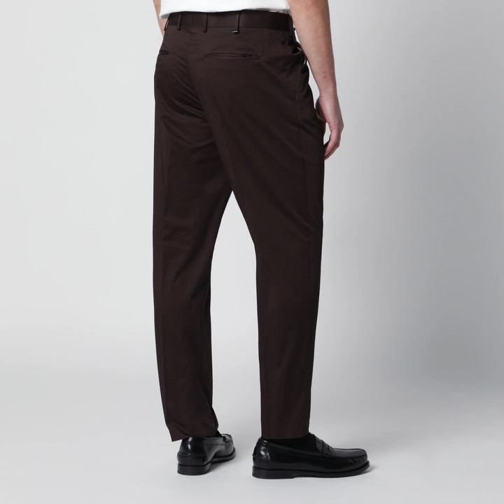 PT Torino - Brown cotton-blend trousers