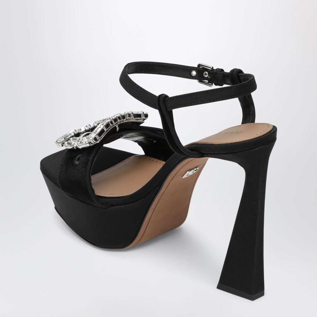 Dolce&amp;Gabbana - Black velvet platform sandal with jeweled buckle