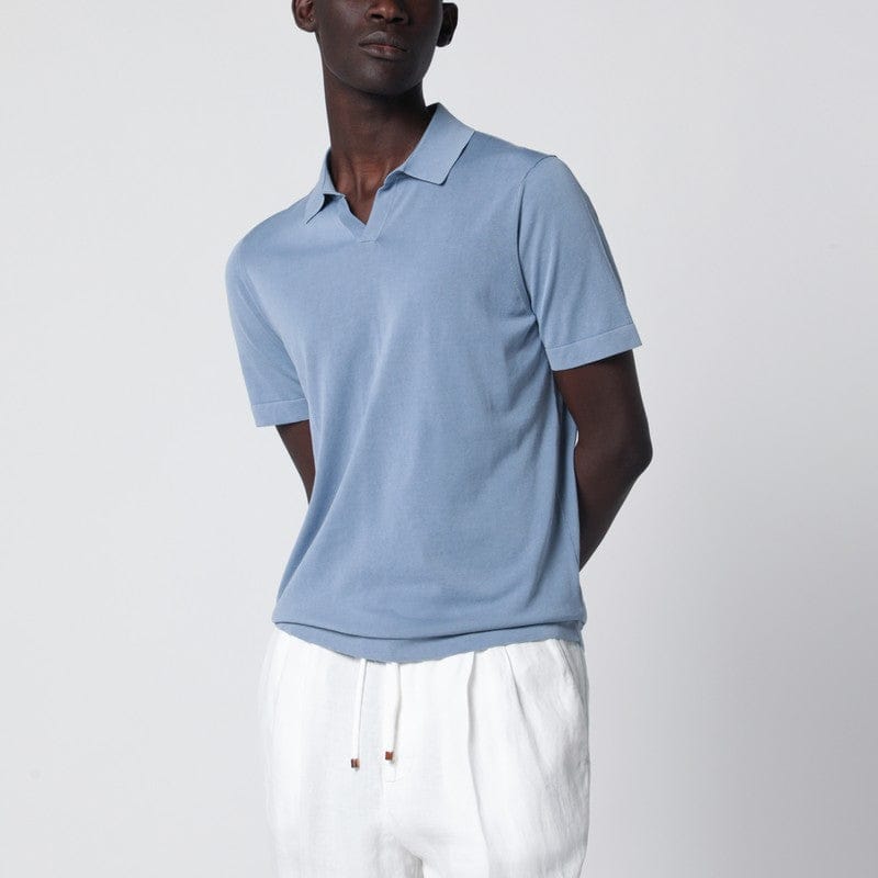 Shirts & Tops Drumohr - Light blue cotton knit polo - 52 IT Brand