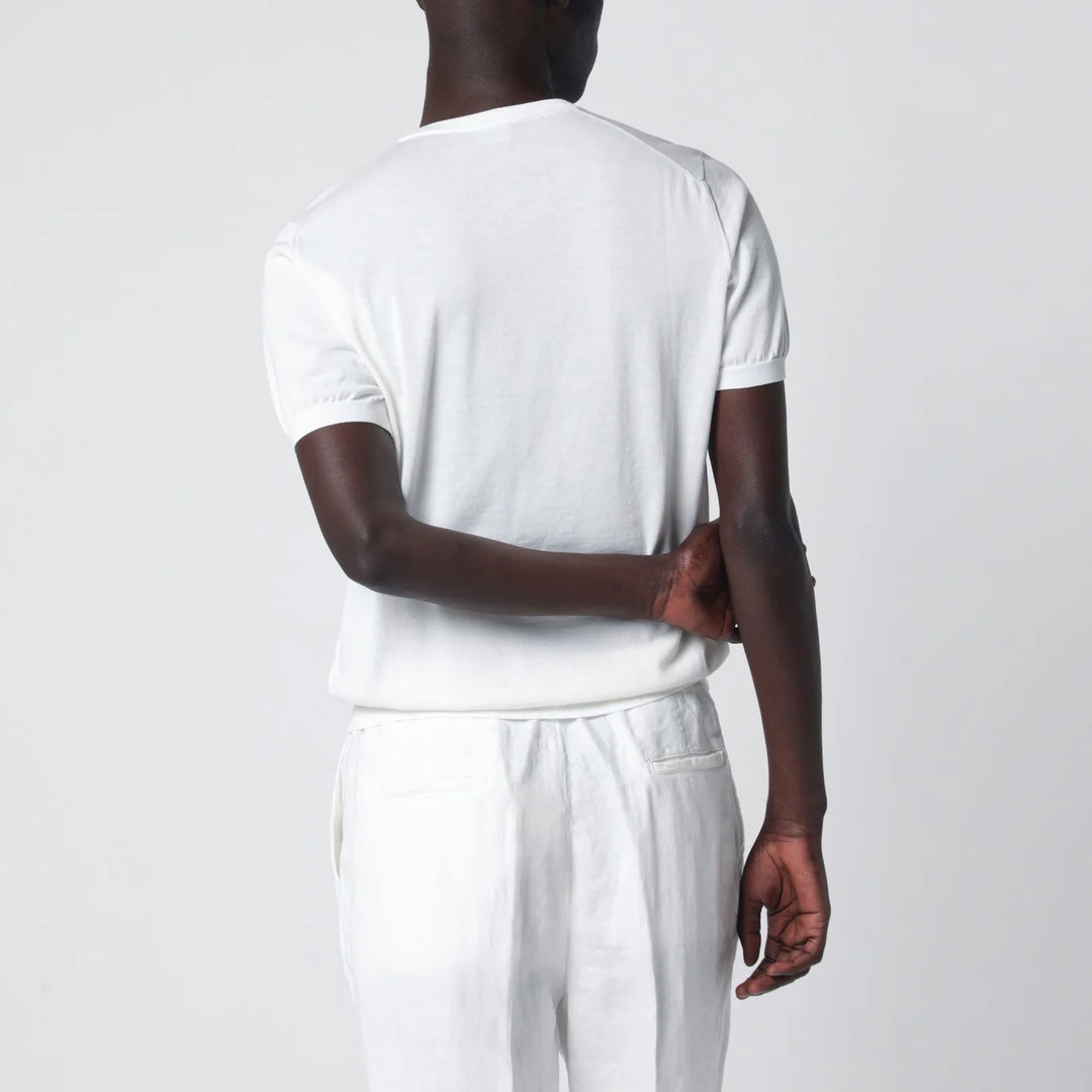 Drumohr - Crew neck t-shirt in milky white cotton