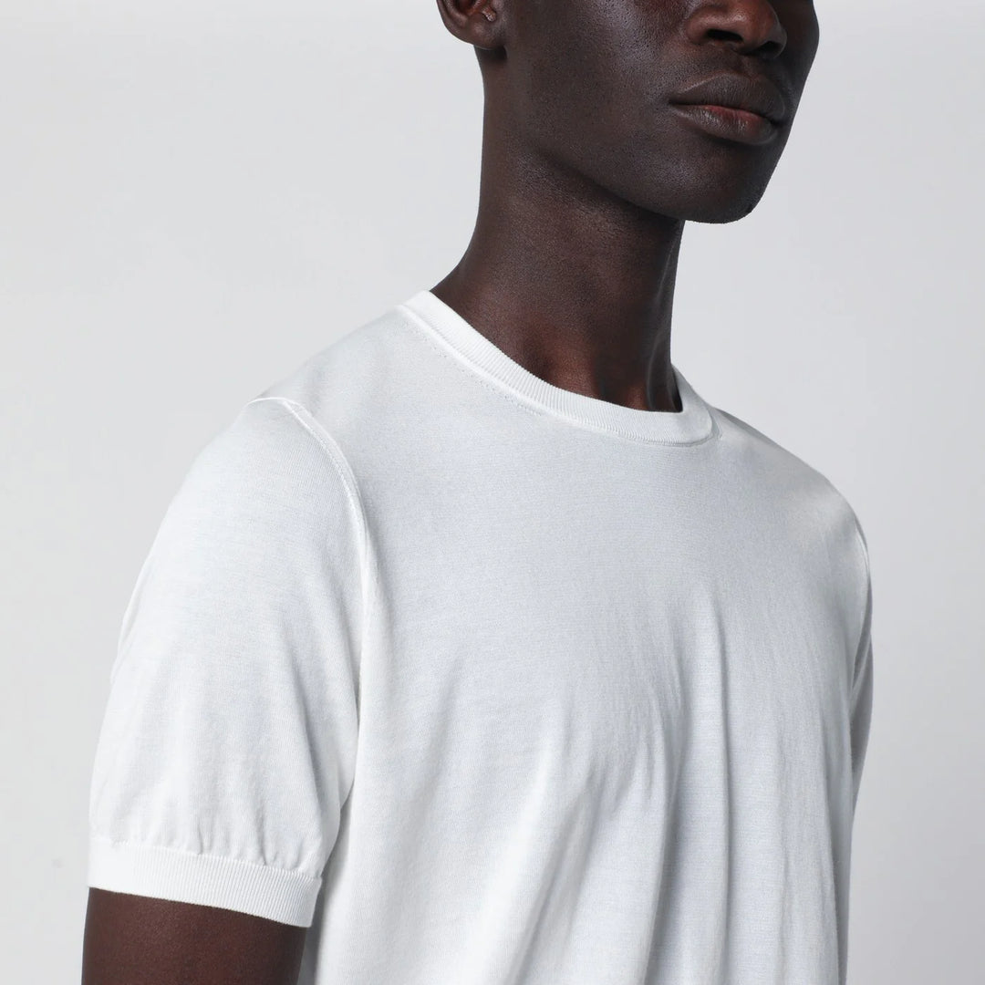 Drumohr - Crew neck t-shirt in milky white cotton