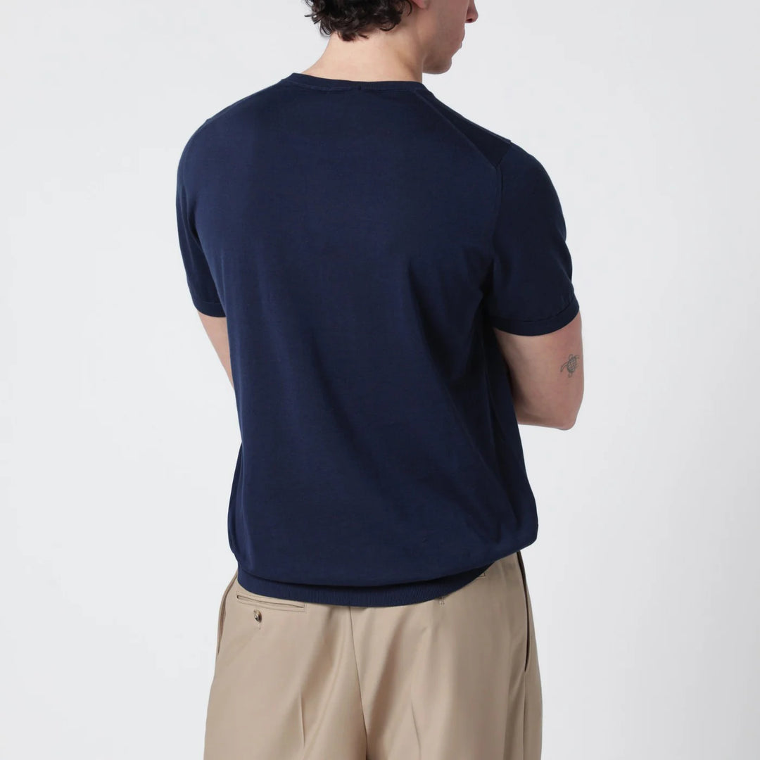 Drumohr - Blue cotton crewneck sweater