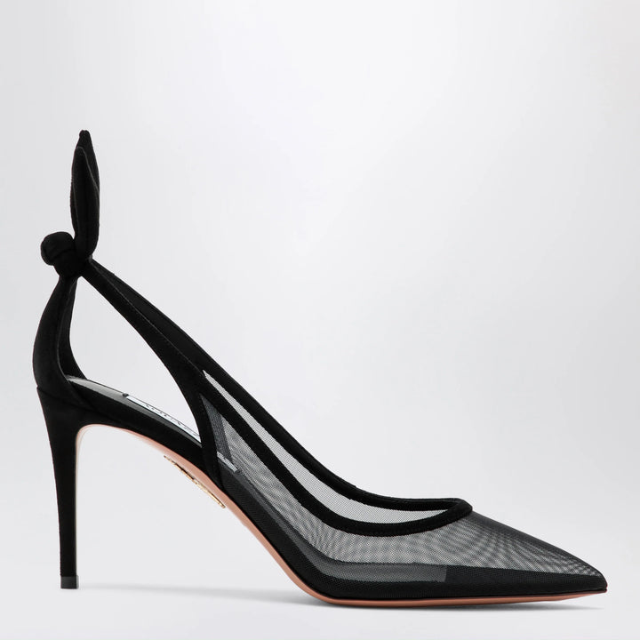 Aquazzura - Black bow-tie mesh pumps