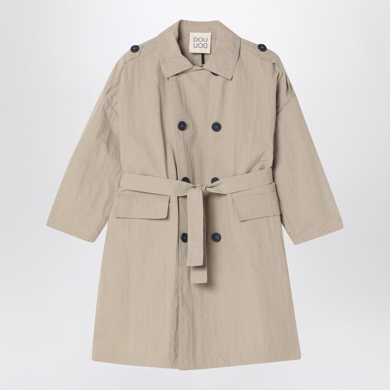 Coats & Jackets Douuod - Beige double-breasted trench coat in nylon - 12 Y Brand