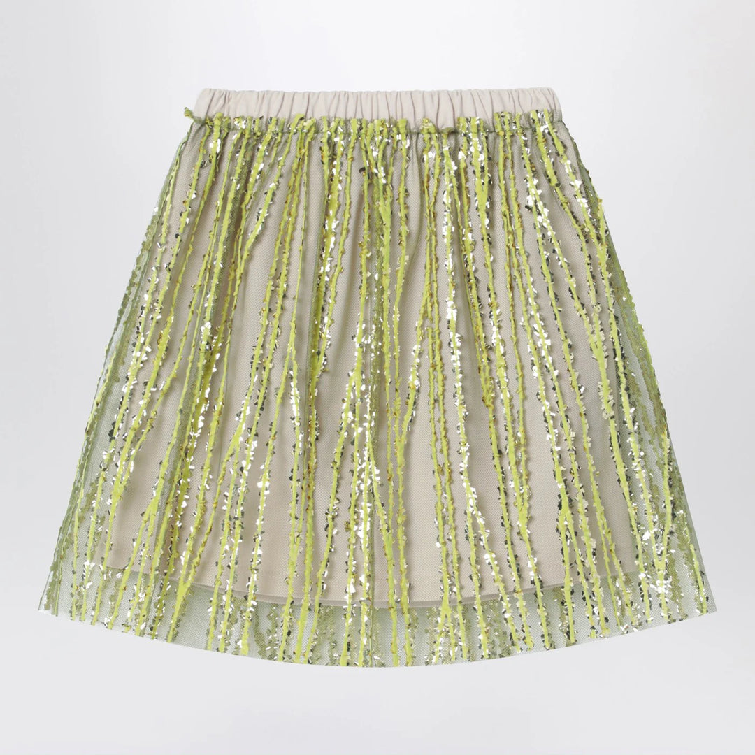Douuod - Tulle skirt with lime embroidery