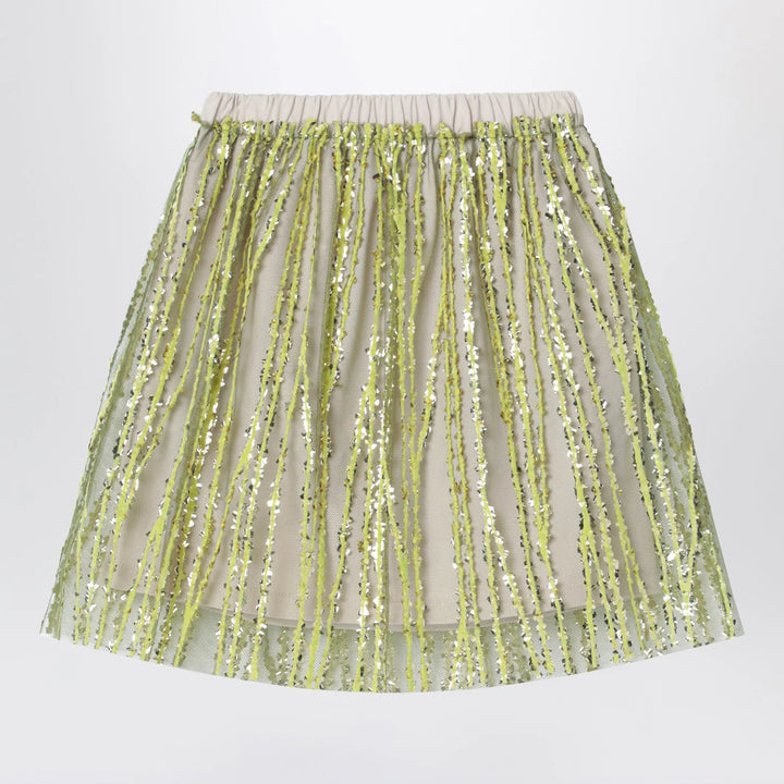 Douuod - Tulle skirt with lime embroidery