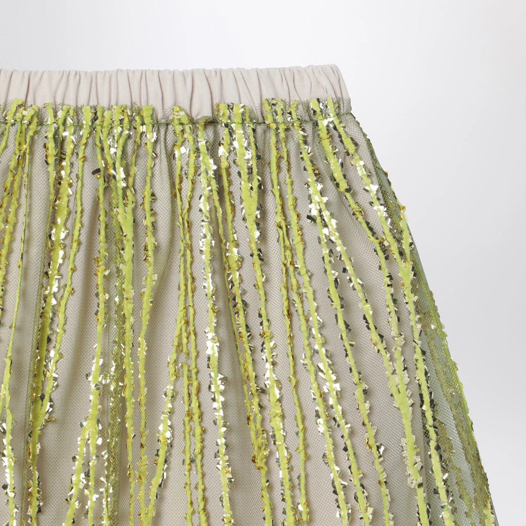 Douuod - Tulle skirt with lime embroidery