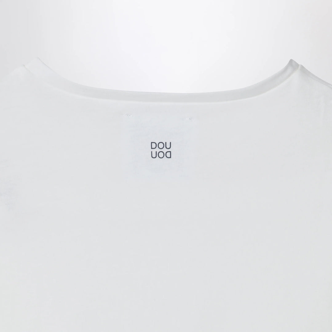 Douuod - Ivory cropped T-shirt with knot detail