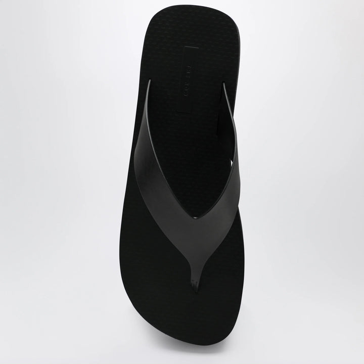 The Row - Black Dune leather flip-flops