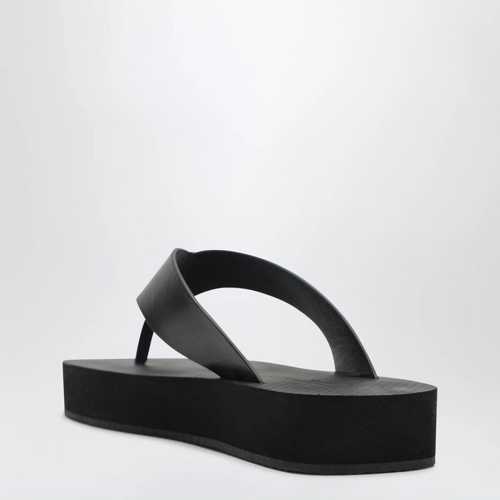 The Row - Black Dune leather flip-flops