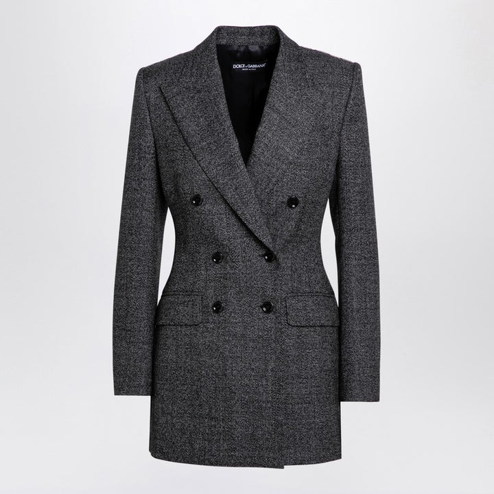 Dolce & Gabbana Dolce&Gabbana Anthracite grey tweed double-breasted jacket