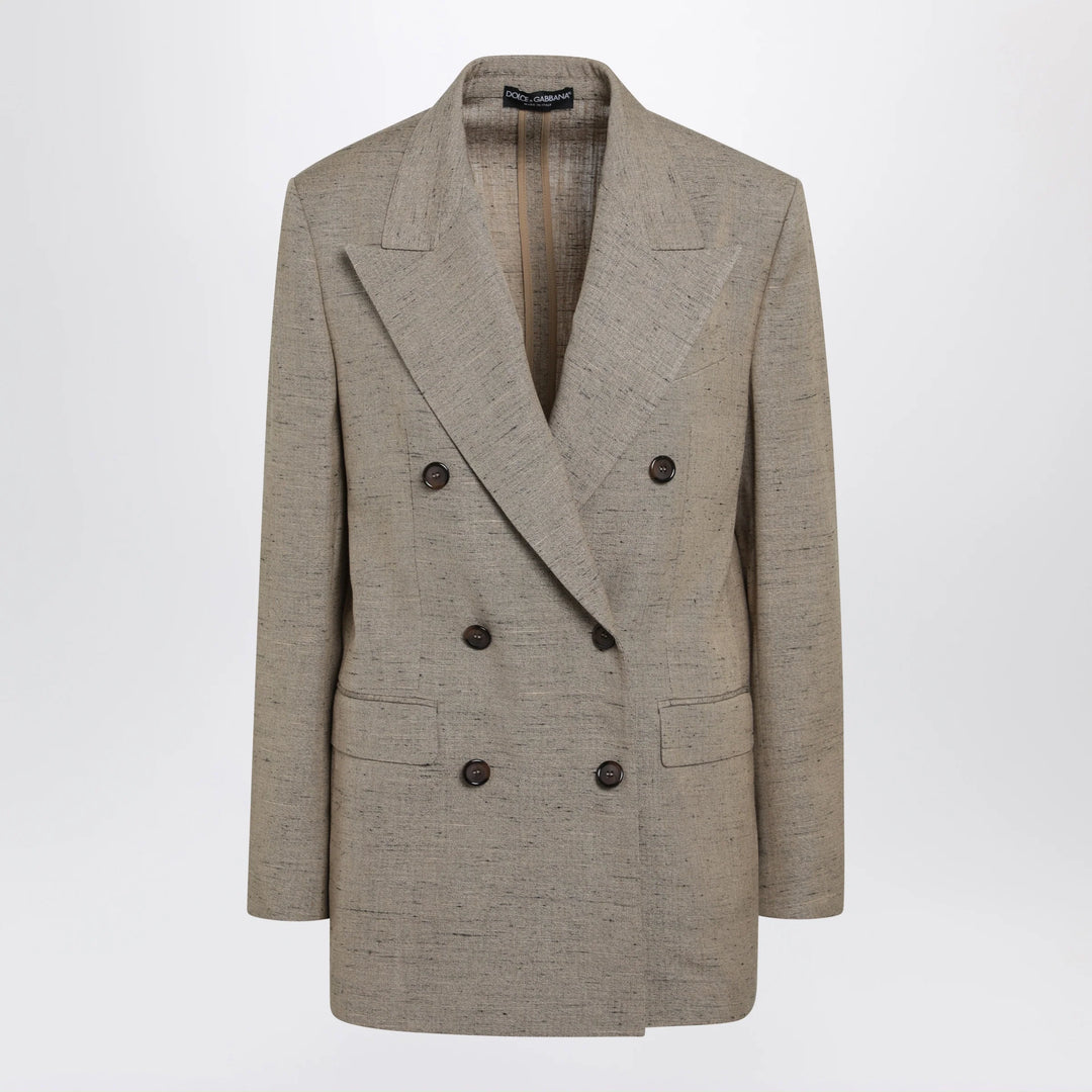 Dolce&amp;Gabbana - Sicilia double-breasted tweed-effect jacket, beige