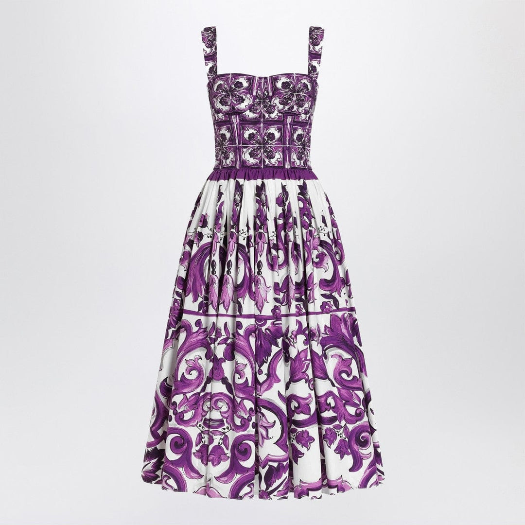 Dresses 38 Dolce & Gabbana Dolce&Gabbana Dress with purple majolica print in cotton poplin Brand