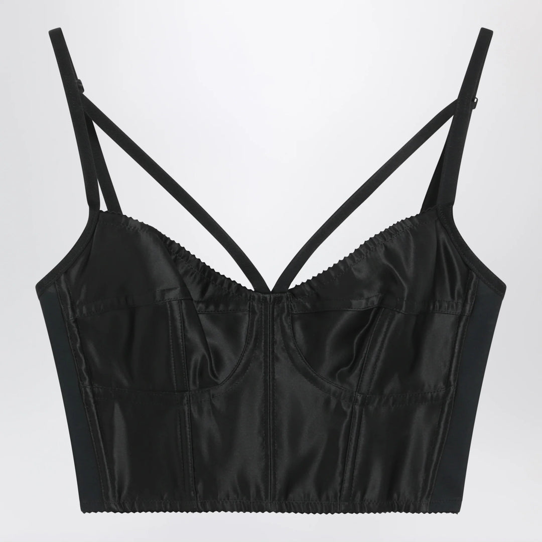 Dolce&amp;Gabbana - Heart-neck satin bustier top in black