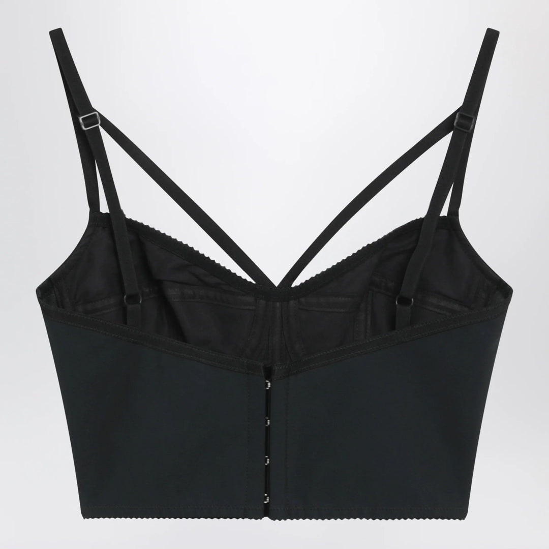 Dolce&amp;Gabbana - Heart-neck satin bustier top in black