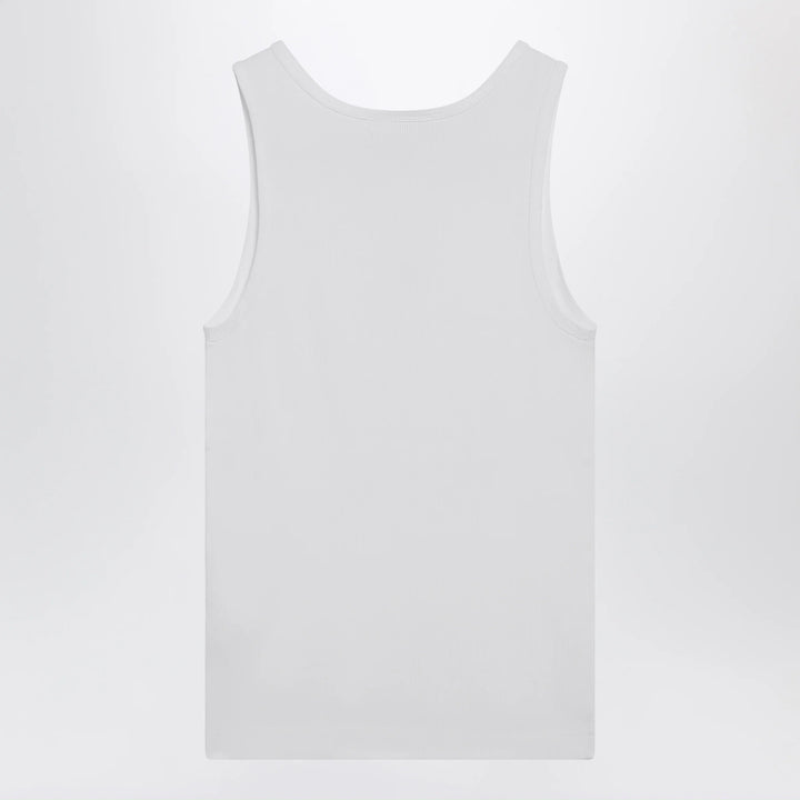 Dolce&amp;Gabbana - Cotton tank top with DG embroidery and rhinestones, white