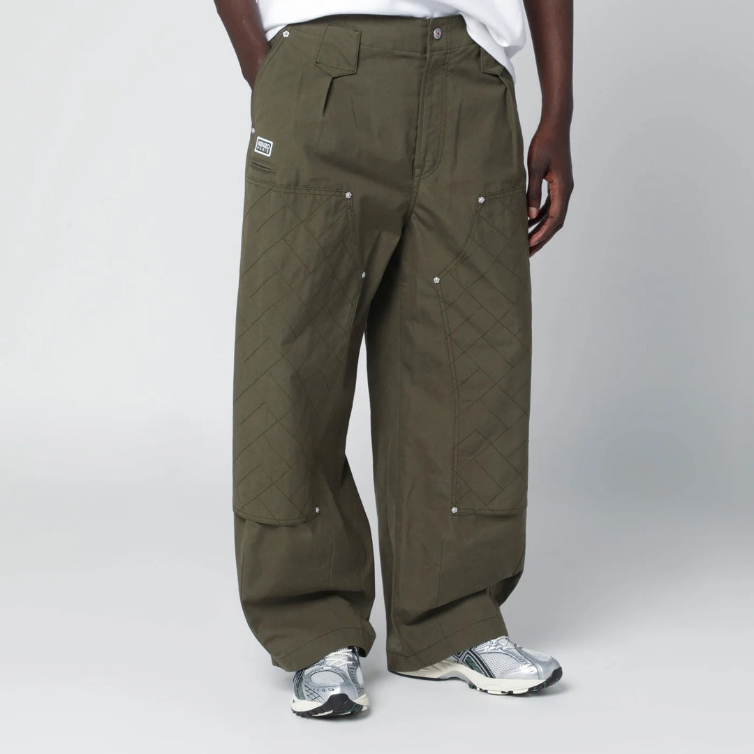 KENZO - Khaki green cotton trousers