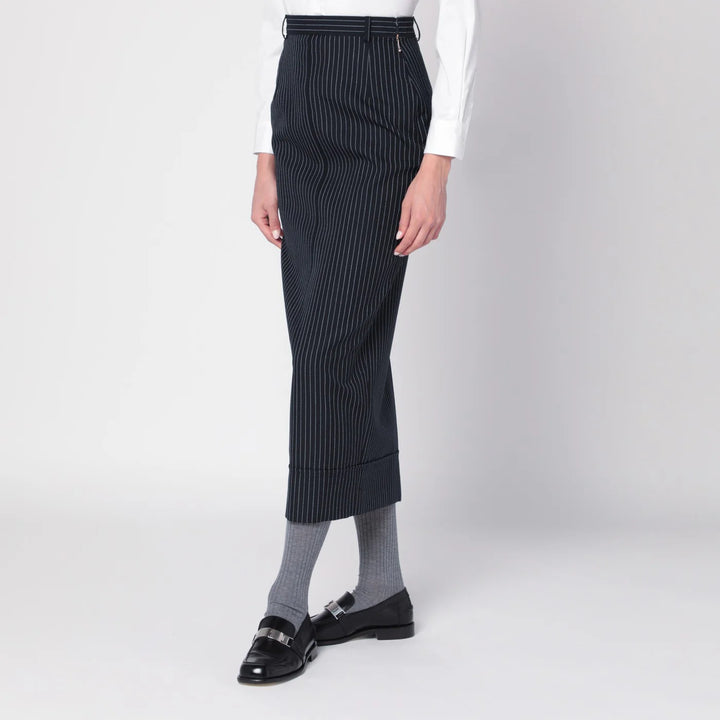 Thom Browne - Navy blue pinstriped pencil skirt