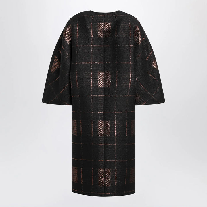 Max Mara Atelier - Black cocoon coat in jacquard lamé