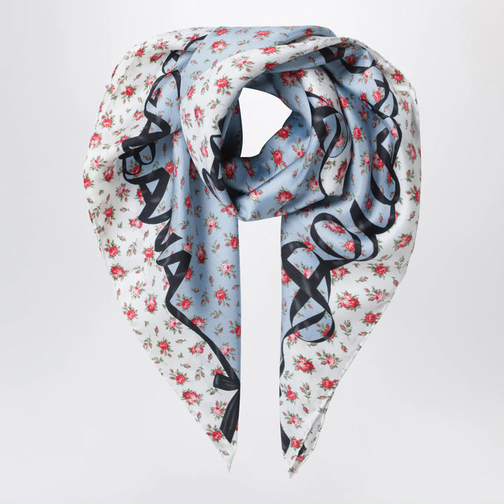 Dolce&amp;Gabbana - Roselline printed silk twill scarf 90x90 cm, light blue