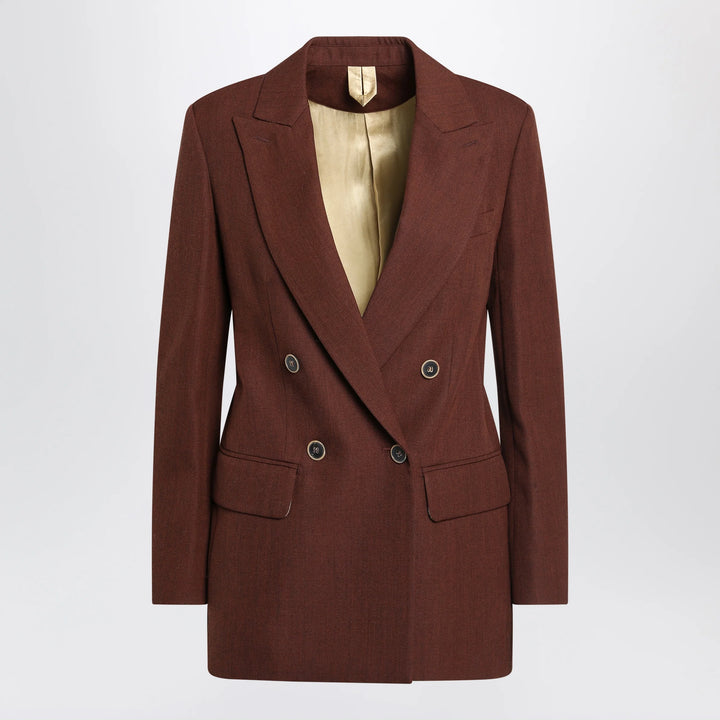 Max Mara - Earth-tone jacket in wool grain de poudre