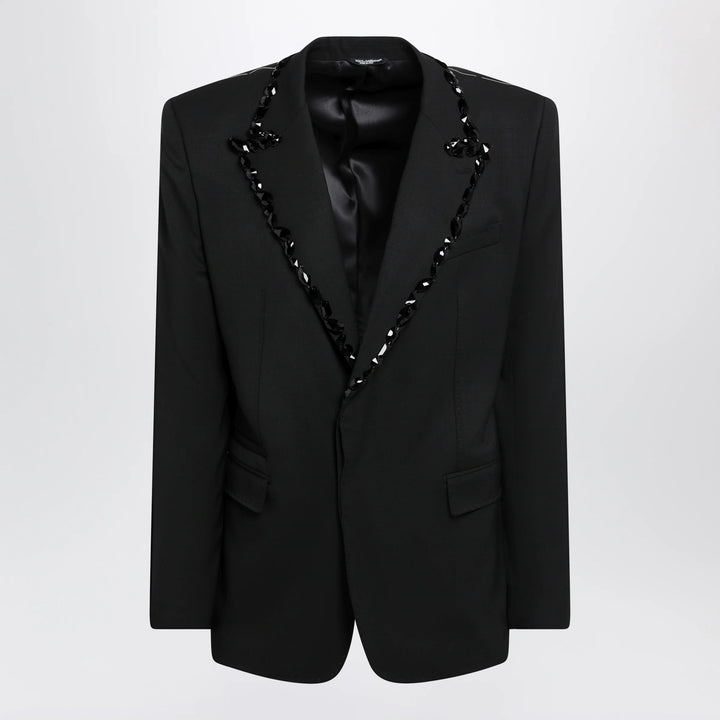 Dolce&amp;Gabbana - Embellished wool-blend blazer in black