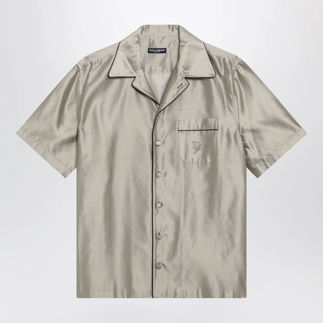 Dolce&amp;Gabbana - Beige silk bowling shirt