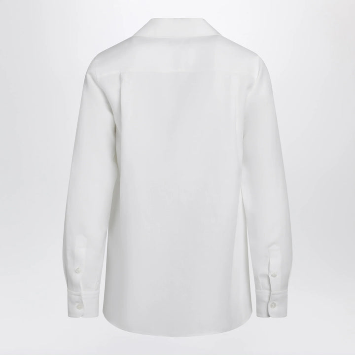 Dolce&amp;Gabbana - Long-sleeve V-neck linen shirt in optical white
