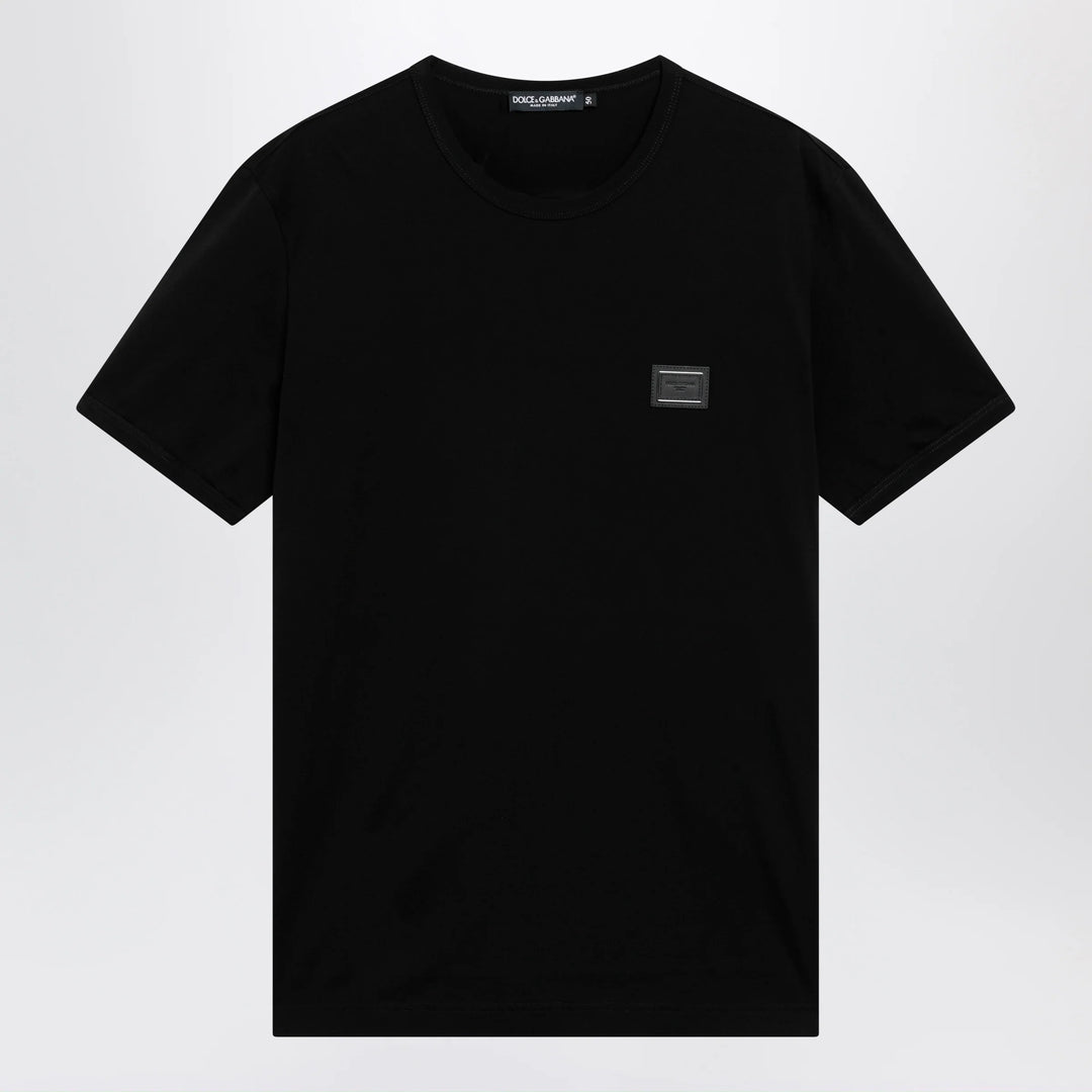 Dolce&amp;Gabbana - Cotton T-shirt with logo plaque in black