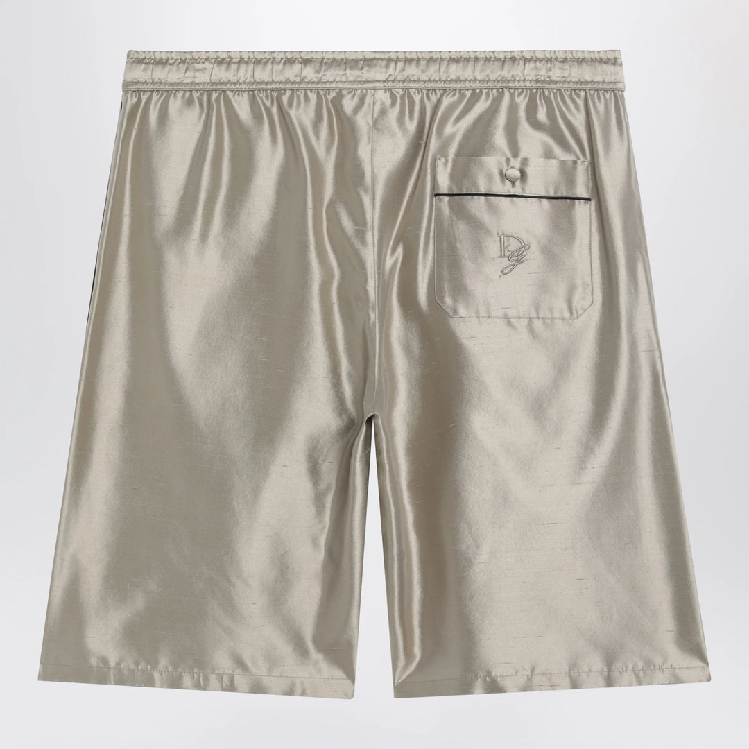 Dolce&amp;Gabbana - Bermuda shorts in beige silk satin