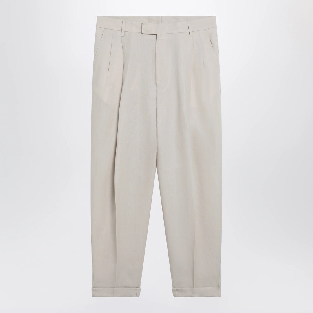 Dolce&amp;Gabbana - Beige linen canvas trousers