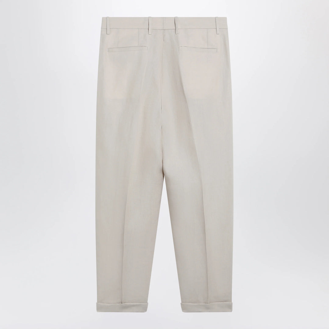 Dolce&amp;Gabbana - Beige linen canvas trousers