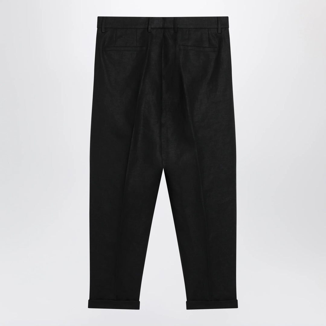 Dolce&amp;Gabbana - Black linen canvas trousers