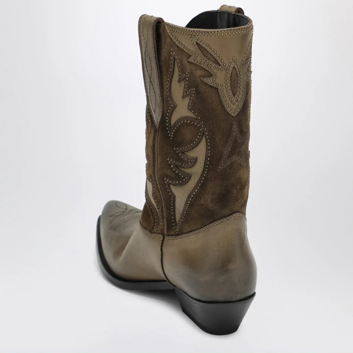 Golden Goose - Wish Star boots in khaki leather and suede Brand Boots