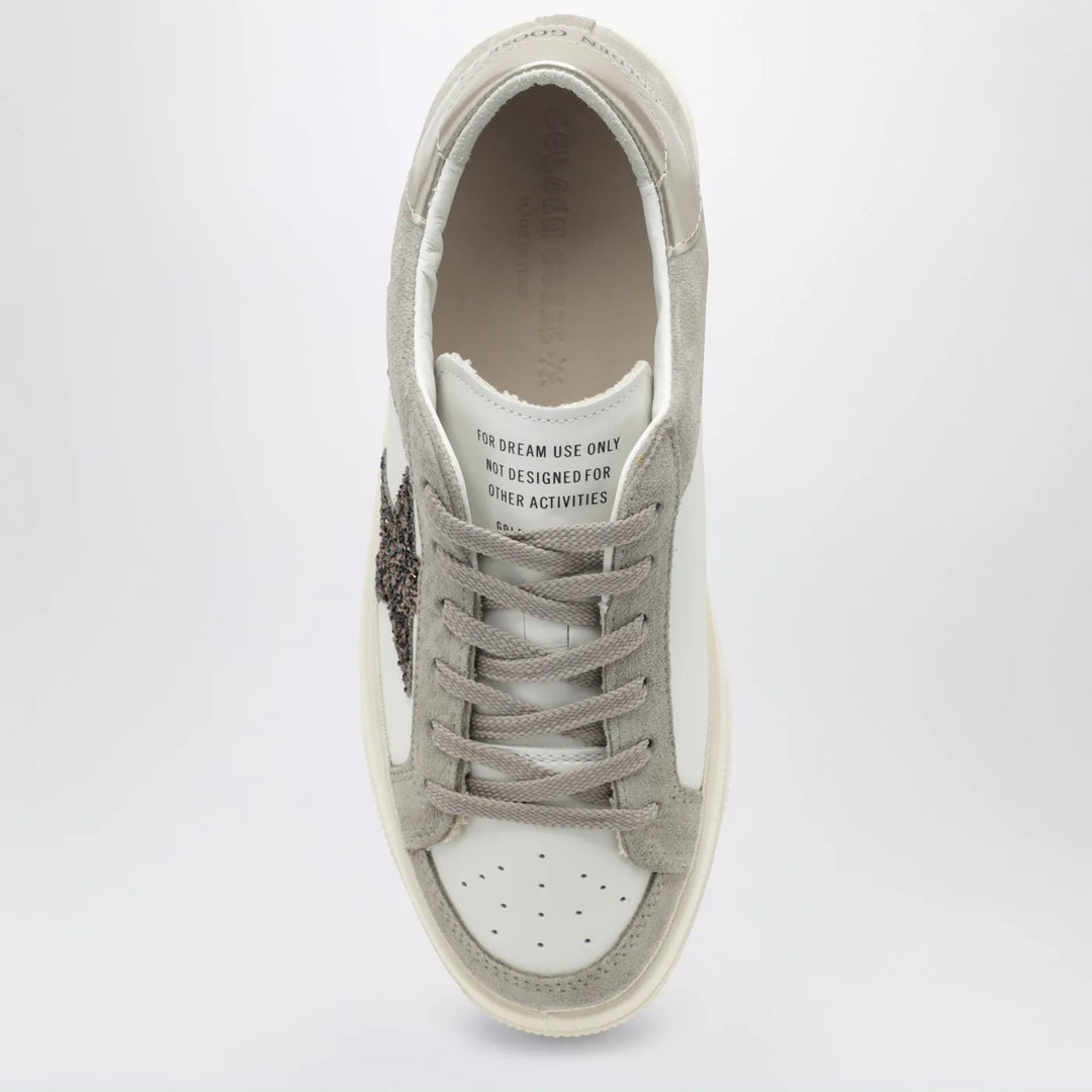 Golden Goose - White/taupe May Sneakers with glitter star