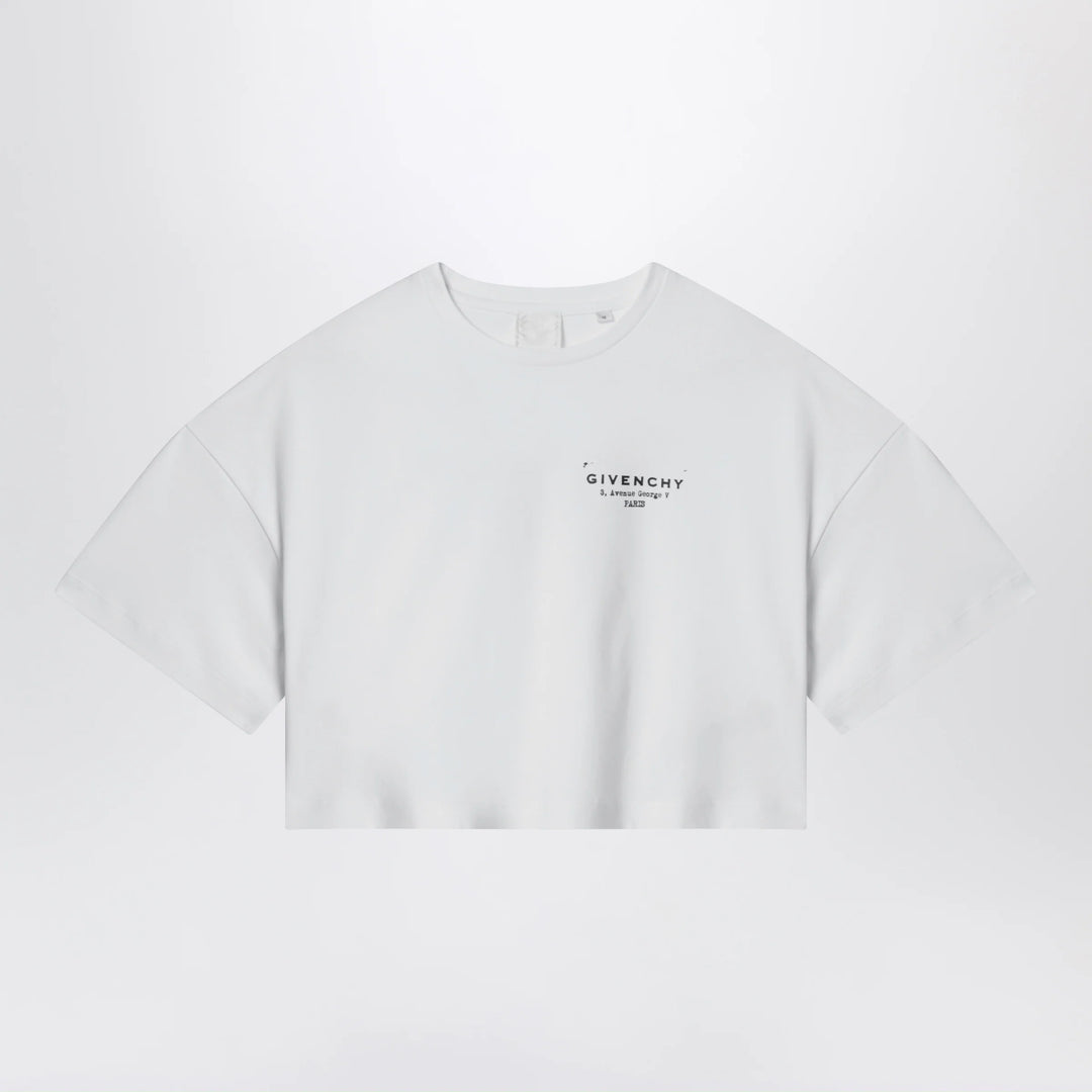 Givenchy - White cropped T-shirt with logo print