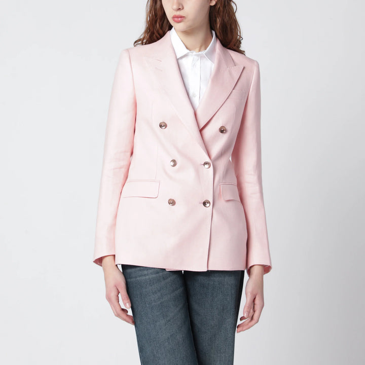 Tagliatore - Pink double-breasted linen jacket