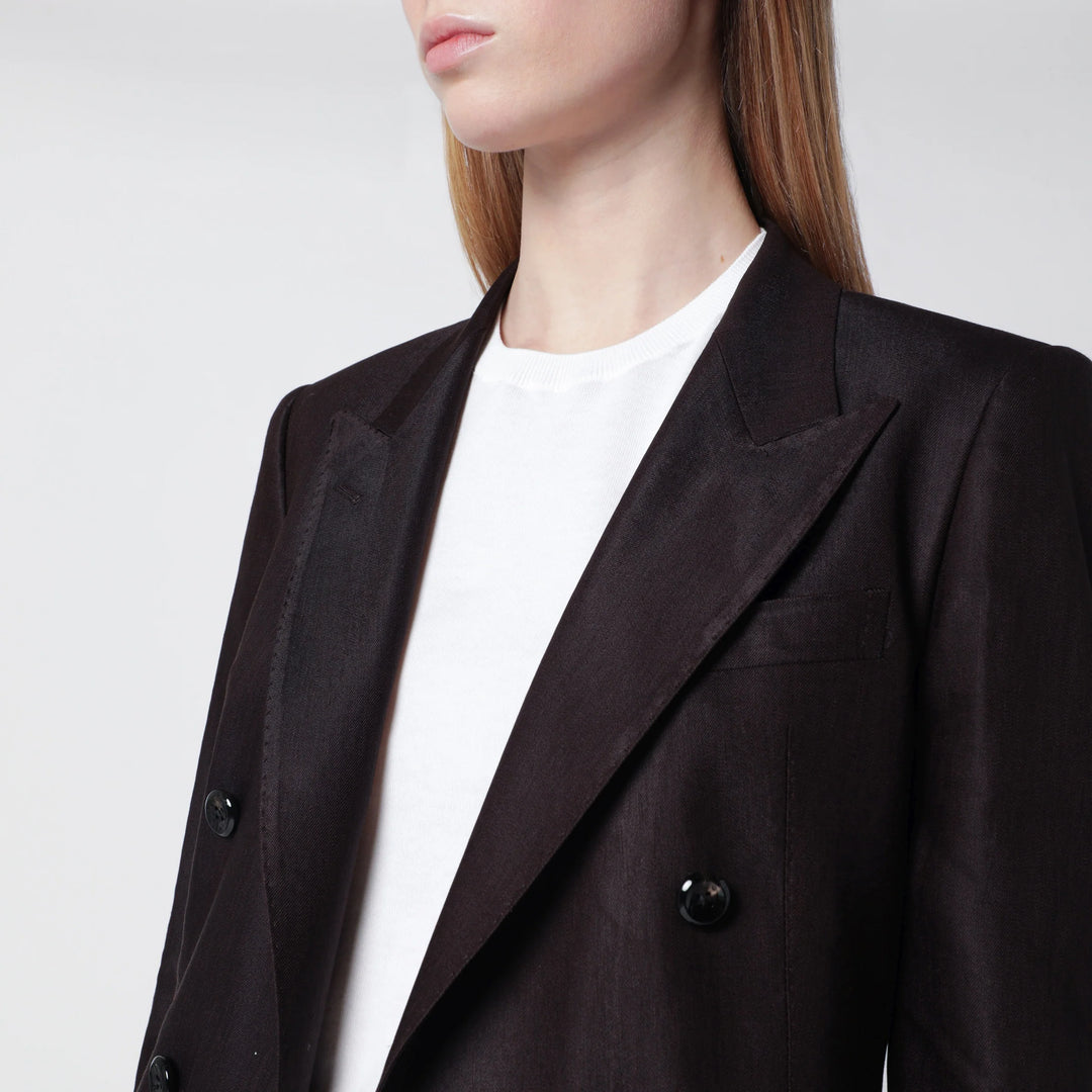 Tagliatore - Parigi double-breasted blazer in brown linen blend