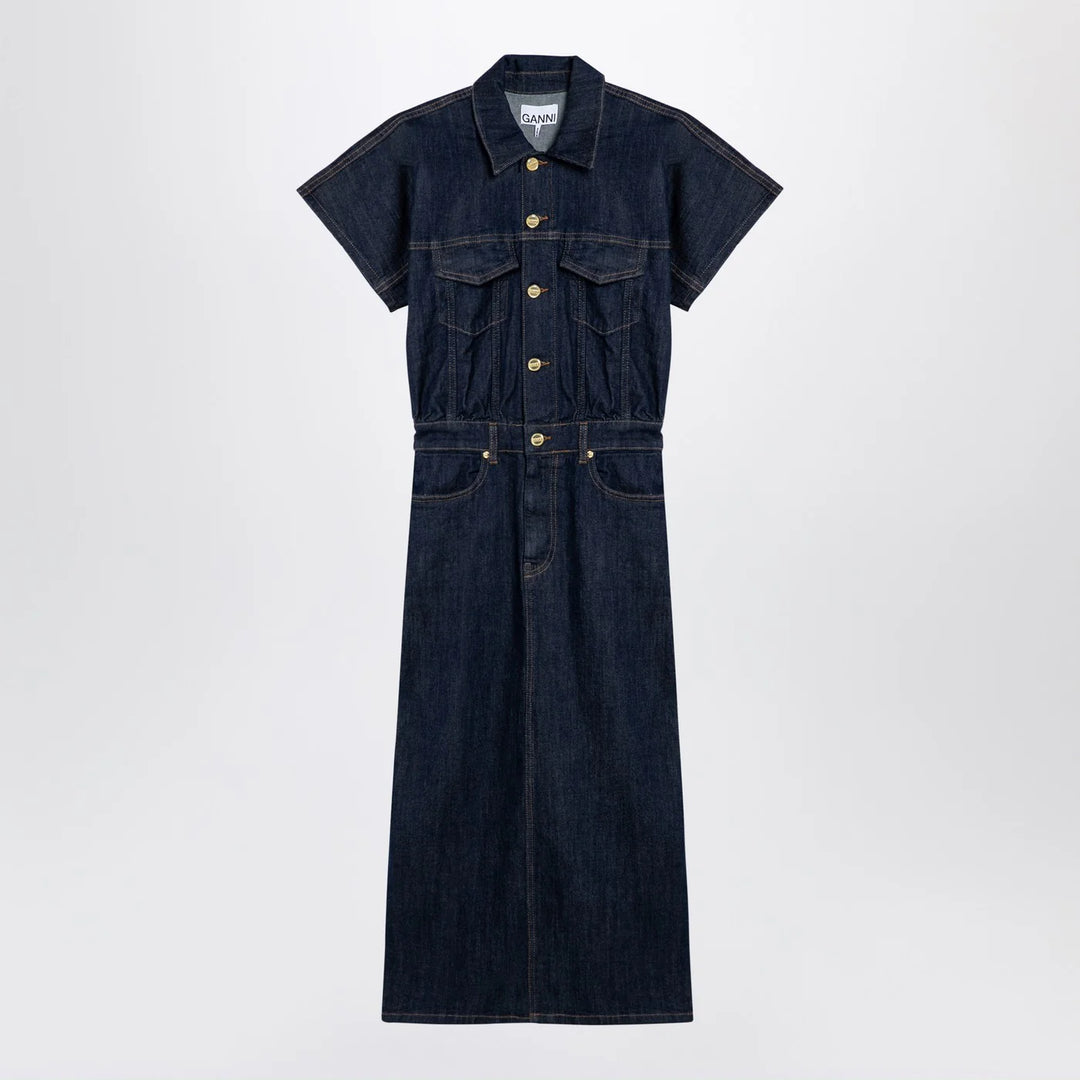 GANNI - Blue midi dress in organic denim