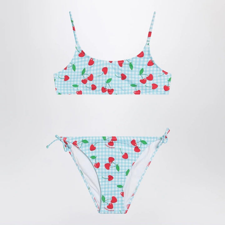 MC2 Saint Barth - Bralette bikini with Vichy and cherries pattern