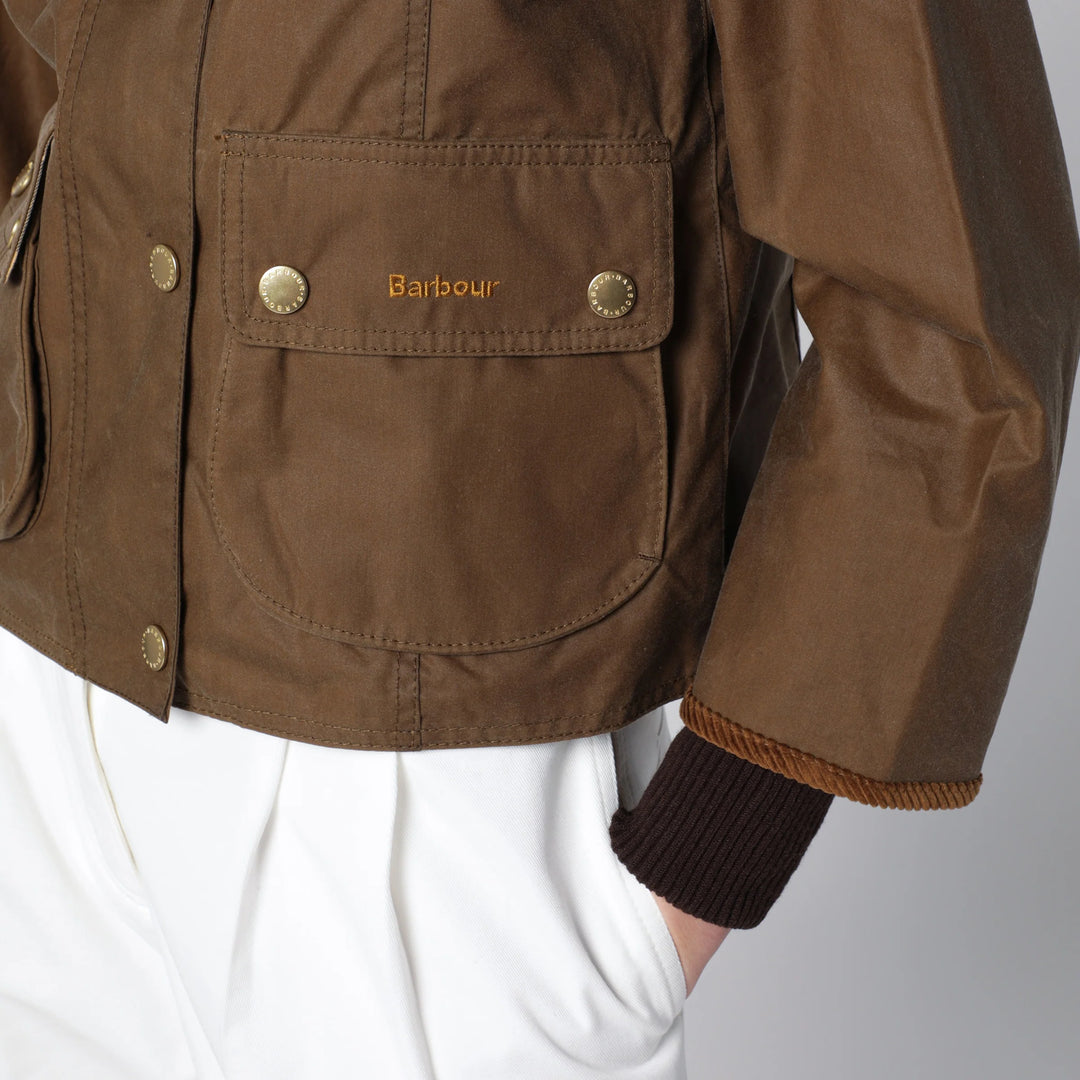 Barbour - Beadnell waxed cropped jacket in sand