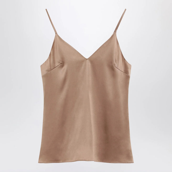 Brunello Cucinelli - Light beige silk-blend tank top
